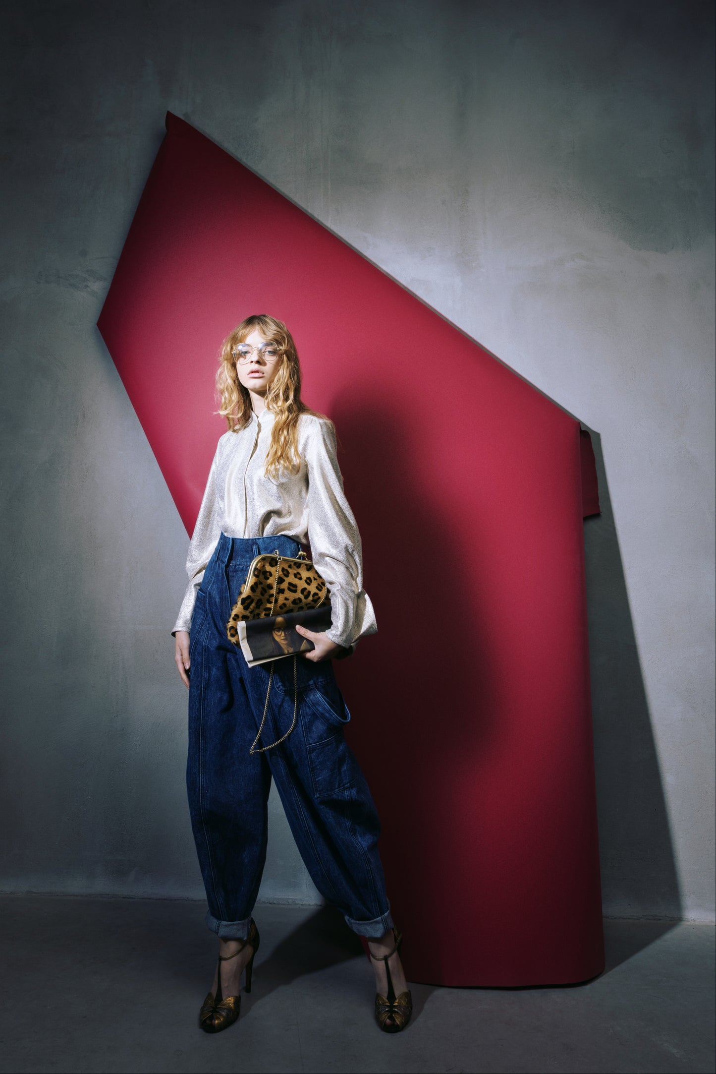 Chic Blouse With Decorative Cuffs Gold Foil