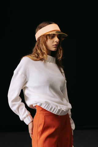 Wide Flared Trousers With Calla Flower Orange-Coral