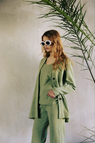 Casual Wooly Three-Piece Suit Green