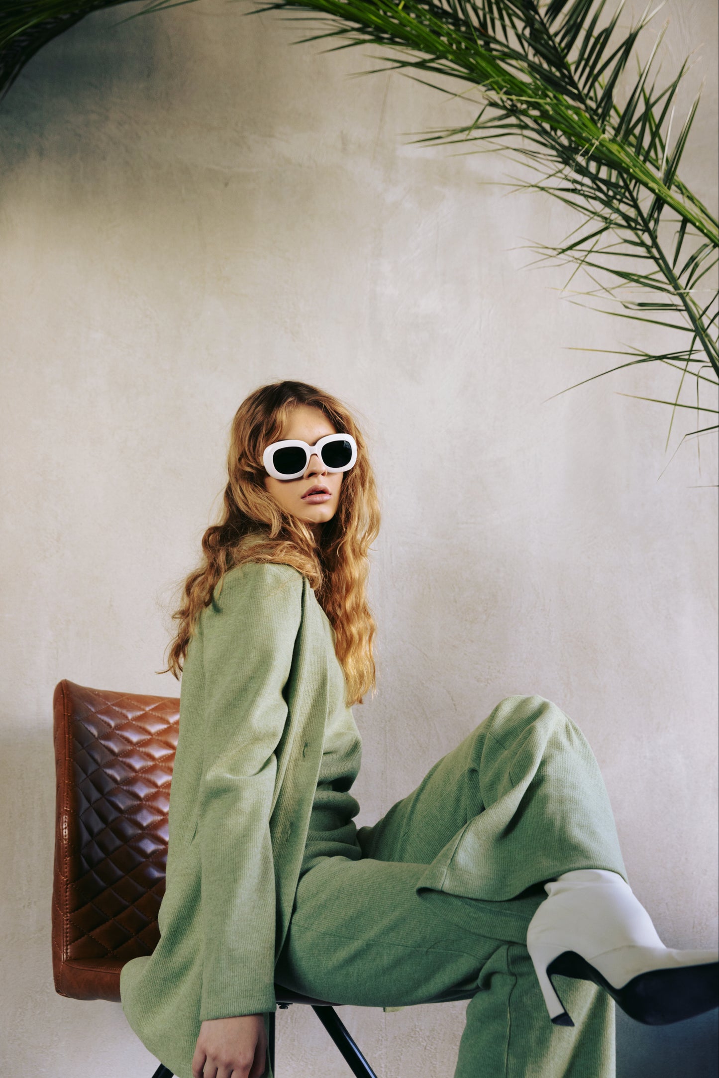 Casual Wooly Three-Piece Suit Green