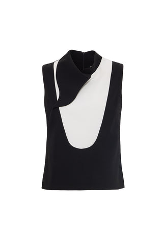 Chic Formal Sleeveless Top With Unique Collar Black