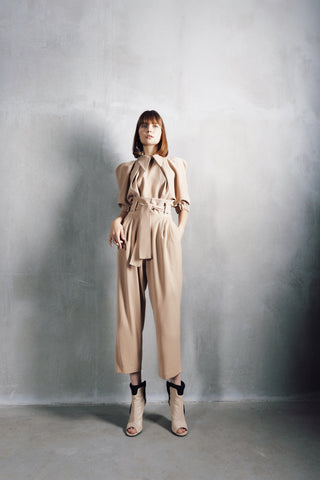 Beige High Waist Straight Leg Culottes