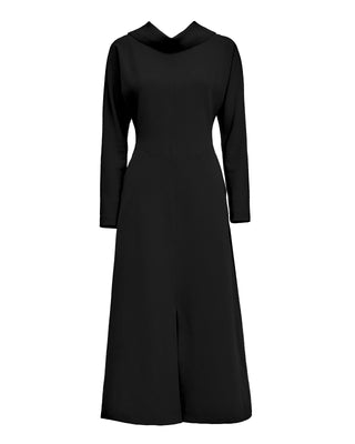 Elegant Fitted Dress With A Flared Skirt Black