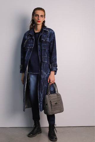 Fashion Denim Trench Coat Blue