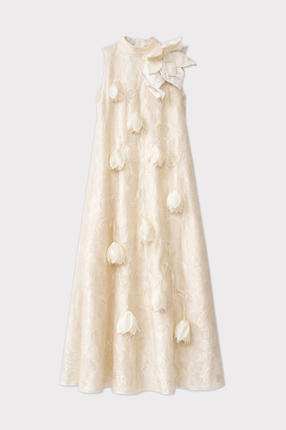 Ivory A-Line Flower Maxi Dress – Couture Gown