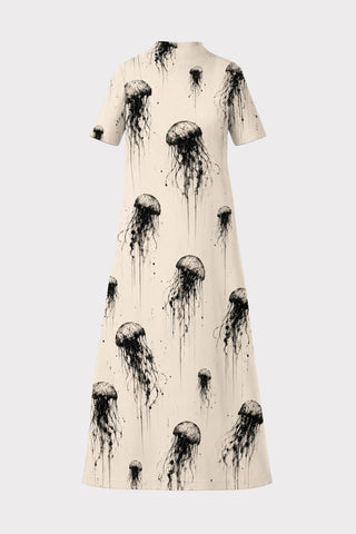 Ivory Jellyfish Print Fluid A-Line Dress – Capsule Edition