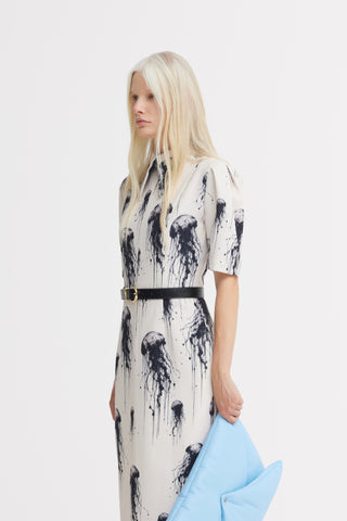 Ivory Jellyfish Print Short Sleeve Midi Dress – Capsule Edition
