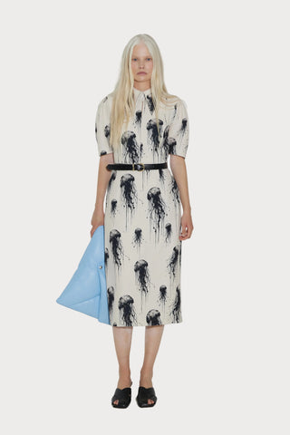 Ivory Jellyfish Print Short Sleeve Midi Dress – Capsule Edition