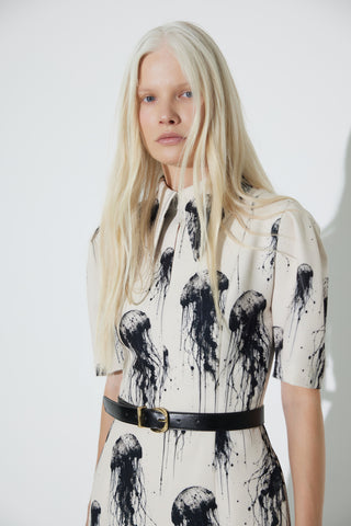 Ivory Jellyfish Print Short Sleeve Midi Dress – Capsule Edition