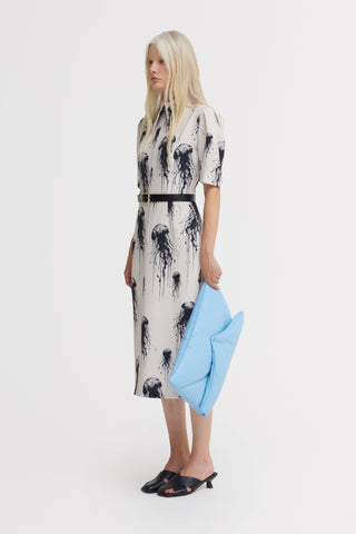 Ivory Jellyfish Print Short Sleeve Midi Dress – Capsule Edition