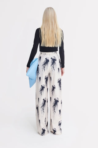 Ivory Jellyfish Print Tailored Pants – Capsule Edition
