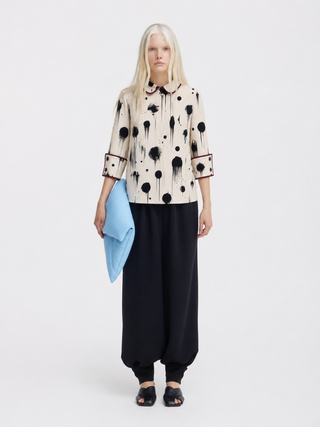 Ivory Polka Dot Blouse With Cuffs – Capsule Edition
