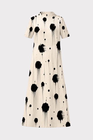 Ivory Polka Dot Print Fluid A-Line Dress – Capsule Edition