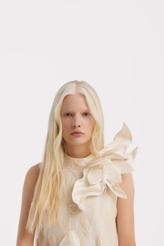 Ivory A-Line Flower Maxi Dress – Couture Gown