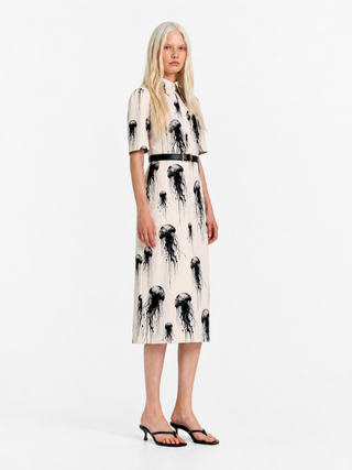 Ivory Jellyfish Print Short Sleeve Midi Dress – Capsule Edition