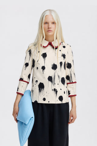 Ivory Polka Dot Blouse With Cuffs – Capsule Edition
