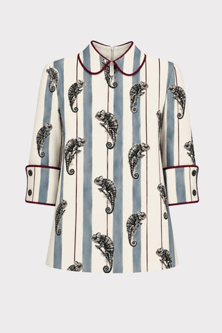 Blue Striped Chameleon Blouse With Cuffs - Capsule Edition