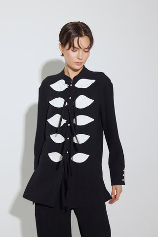 Lightweight Crinkled Blouse & Wide-Leg Pants Co-Ord Set – Black