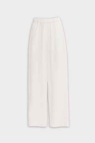 Lightweight Crinkled Blouse & Wide-Leg Pants Co-Ord Set – Ivory