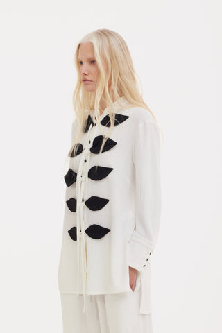 Lightweight Crinkled Blouse & Wide-Leg Pants Co-Ord Set – Ivory