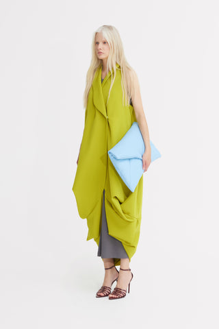 Long Double Breasted Blazer Vest - Lime Green
