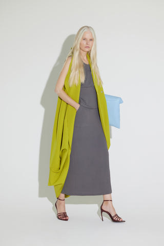 Long Double Breasted Blazer Vest - Lime Green