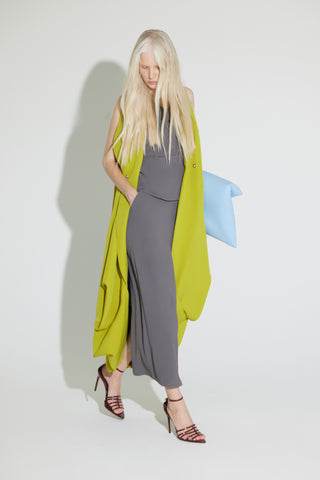 Summer Crinkled Sleeveless Top & Long Skirt Two-Piece Set - Grey