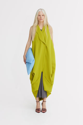 Long Double Breasted Blazer Vest - Lime Green