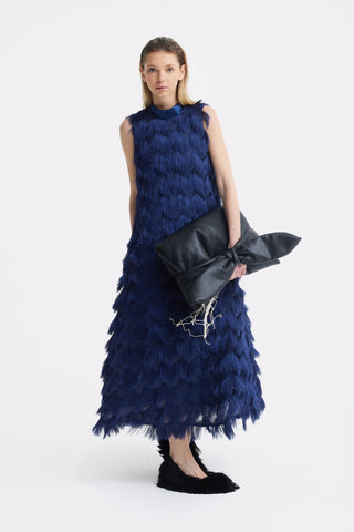 Long Evening Gown A-Line Fringe Dress Blue