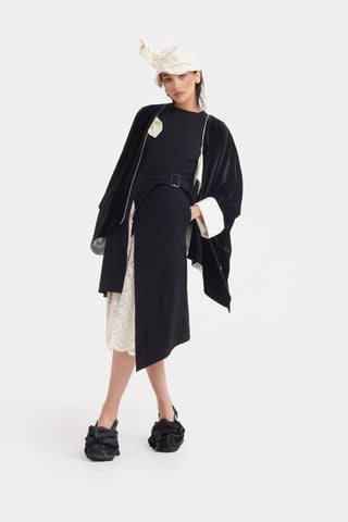 Layered Skirt With White Lace Detail Black