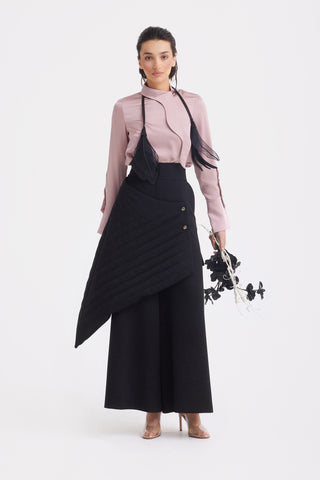 Vintage Wool Blend Quilted Pants Black