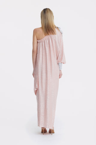 Luxury Elegance One-Sleeve Long Dress Rose Silver