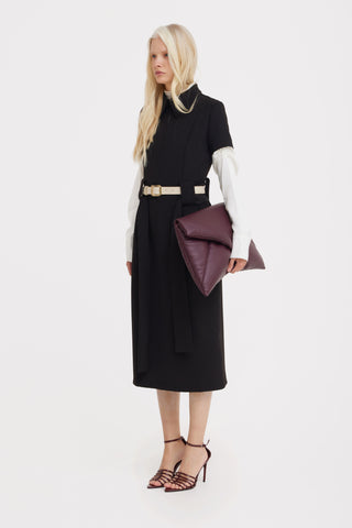 Midi Black Dress With Belt