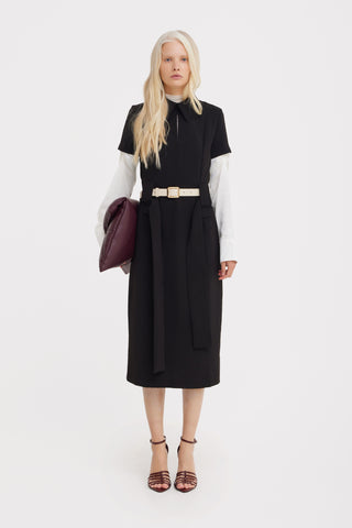 Midi Black Dress With Belt