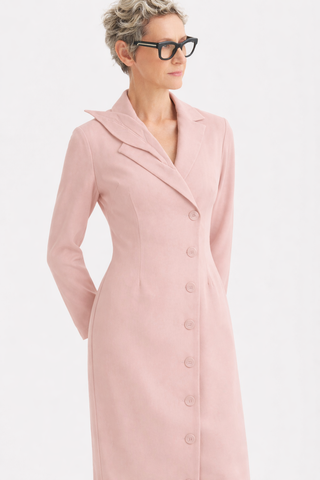 Modern Tailored Long Blazer Dress Pale Pink