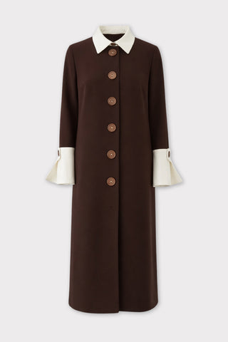 Monochrome Midi Shirt Dress – Brown & White