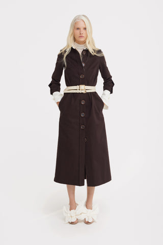 Monochrome Midi Shirt Dress – Brown & White
