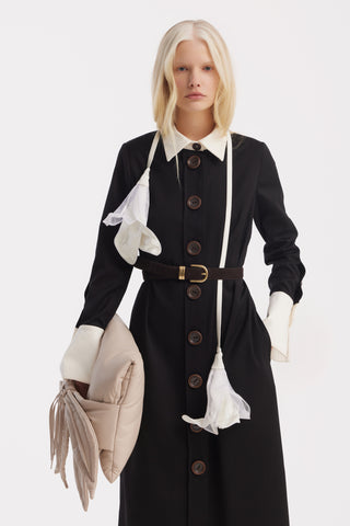 Monochrome Midi Shirt Dress – Black & White