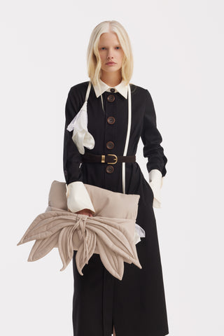 Monochrome Midi Shirt Dress – Black & White