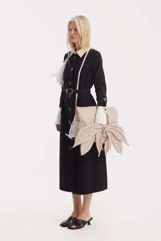 Monochrome Midi Shirt Dress – Black & White