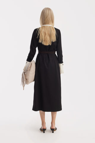 Monochrome Midi Shirt Dress – Black & White