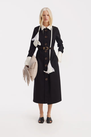 Monochrome Midi Shirt Dress – Black & White