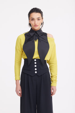 Oversized Satin Bib Collar - Black