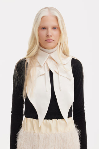 Oversized Satin Bib Collar - Ivory