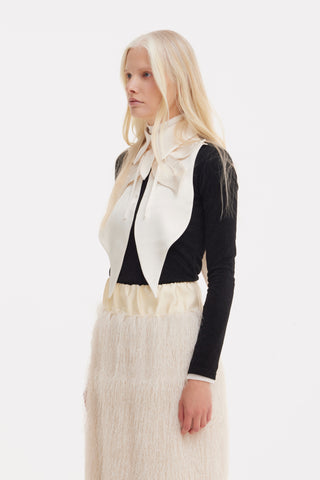 Oversized Satin Bib Collar - Ivory