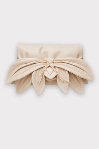 Petal Faux Leather Evening Clutch Bag - Ecru