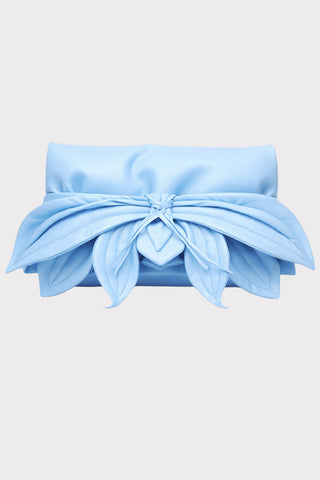 Petal Faux Leather Evening Clutch Bag - Light Blue
