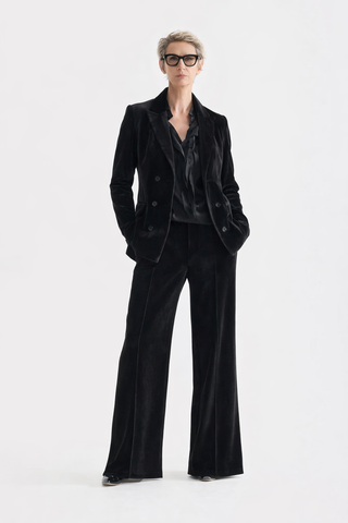 Retro Co-Ord Set – Jacket & Wide-Leg Trousers Black