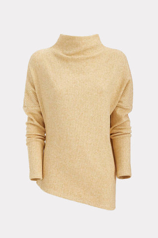 Rib Knit Asymmetric Blouse Yellow & Orange