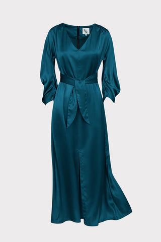 silk ankle length dress A Line Satin One Shoulder Pleated Ankle Length Mother of the Bride Dress